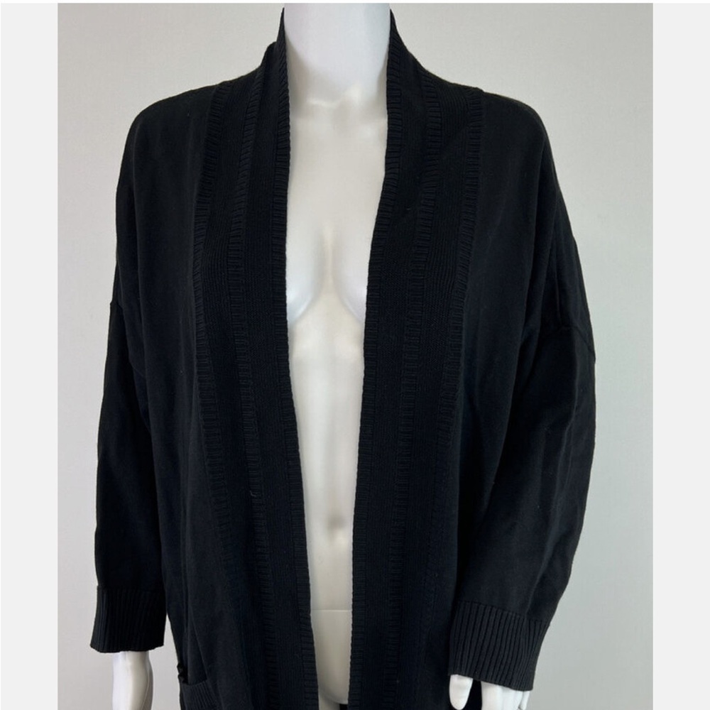 Black Open Front Cardigan Sweater